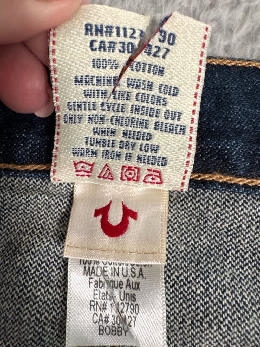 True Religion Mens 38 Bobby Blue Jeans 90s Y2K Buttons Casual Comfort Western - Picture 6 of 13